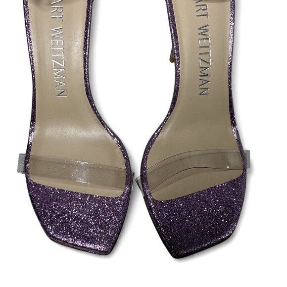 Stuart Weitzman Glitter Lilac High Heel PVC Sandal sz 8 NWOT - Picture 4 of 13